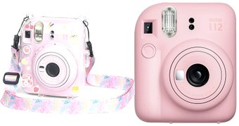 Фотоаппарат Fujifilm Instax Mini 12 (розовый) + розовый чехол Sundays с ремнем - 1/1