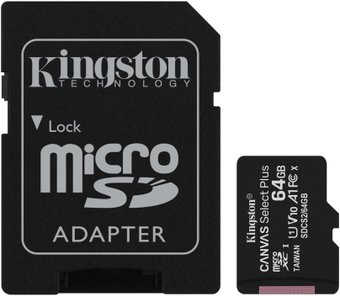 Карта памяти Kingston Canvas Select Plus microSDXC 64GB (с адаптером) - 1/1