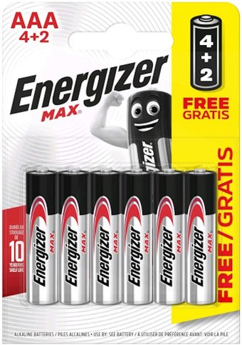 Батарейка Energizer Max LR03 AAA BL4+2 6 шт. E300157304P - 1/1