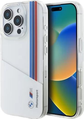 Чехол для телефона BMW Motorsport PC/TPU Tricolor Vert stripes для iPhone 16 Pro Max BMHCP16X23HTHOH - 1/1