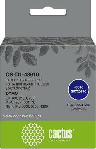 Картридж CACTUS CS-D1-43610 (аналог Dymo D1-43610) - 1/1