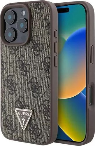 Чехол для телефона Guess PU 4G Triangle Diamond metal logo для iPhone 16 Pro GUHCP16LP4TDPW - 1/1