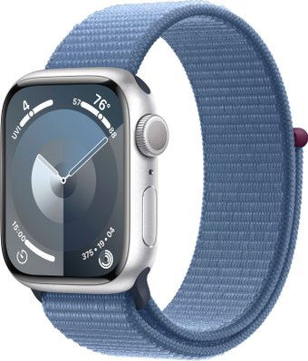 Умные часы Apple Watch Series 9 41 мм (алюминиевый корпус, серебристый/зимний синий, нейлоновый ремешок) - 1/1