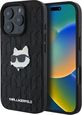 Чехол для телефона Lagerfeld PU Grained Monogram NFT Choupette metal Head для iPhone 16 Pro KLHCP16LPGKLCHPK - 1/1