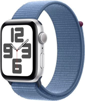 Умные часы Apple Watch SE 2 44 мм (алюминиевый корпус, серебристый/зимний синий, нейлоновый ремешок) - 1/1