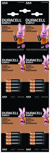 Батарейка DURACELL Simply AAA LR03 16шт - 1/1