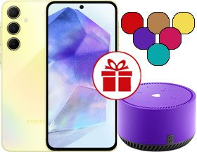 Смартфон Samsung Galaxy A55 SM-A556E 8GB/256GB + Яндекс Станция Лайт (желтый) - 1/1