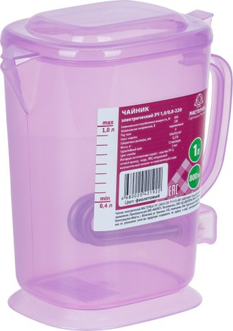 Электрический чайник Мастерица ЭЧ-1.0/0.8-220 (сиреневый/прозрачный) - 1/1
