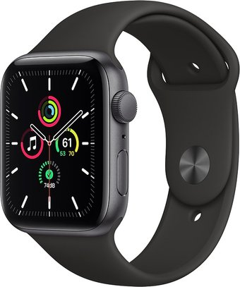 Умные часы Apple Watch SE 44 мм (алюминий серый космос/черный спортивный) - 1/1