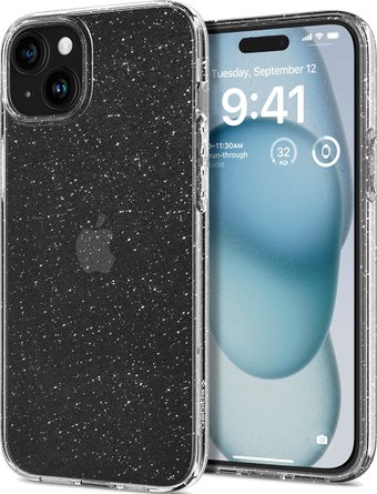 Чехол для телефона Spigen Liquid Crystal Glitter для iPhone 15 ACS06788 (затемненный/прозрачный) - 1/1