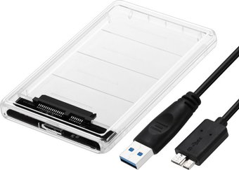 Бокс для накопителей 2.5" USBTOP SATA – MiniUSB – USB3.0 (пластик, прозрачный) - 1/1
