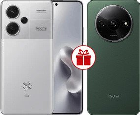Смартфон Xiaomi Redmi Note 13 Pro+ 5G 12GB/512GB с NFC международная версия (серебристый) и Redmi A3 3GB/64GB (зеленый лес) по акции - 1/1
