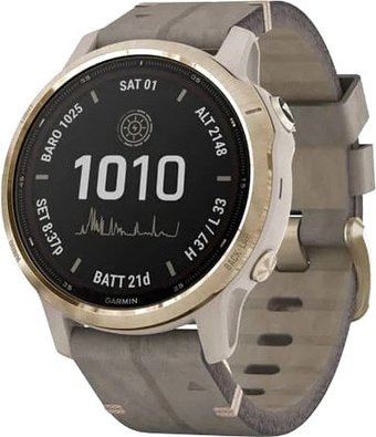 Умные часы Garmin Fenix 6S Pro Solar (светло-золотистый, замша) - 1/1