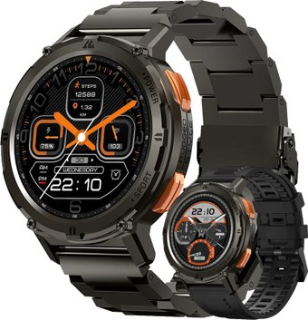 Умные часы Kospet Tank T2 (черный, с металлическим и силиконовым ремешками) - 1/1