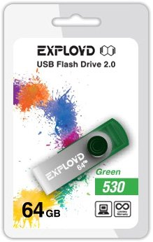 USB Flash Exployd 530 64GB (зеленый) [EX064GB530-G] - 1/1