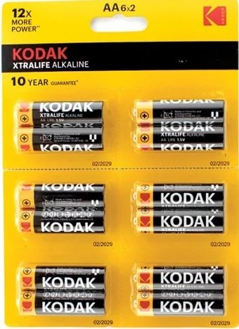 Батарейка Kodak Xtralife Alkaline AA LR6 12BL Perforated (12 шт) - 1/1