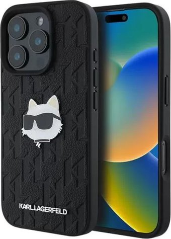 Чехол для телефона Lagerfeld PU Grained Monogram NFT Choupette metal Head для iPhone 16 Pro Max KLHCP16XPGKLCHPK - 1/1