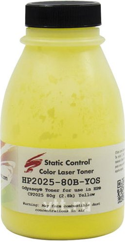 Тонер Static Control для HP CLJ CP2025 (Odyssey) (желтый) 80 г - 1/1