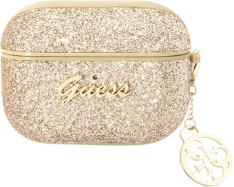 Чехол CG Mobile Guess Glitter Flakes Metal Logo with Charm для AirPods Pro GUAPGLGSHD (золотистый) - 1/1