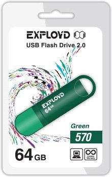 USB Flash Exployd 570 64GB (зеленый) [EX-64GB-570-Green] - 1/1