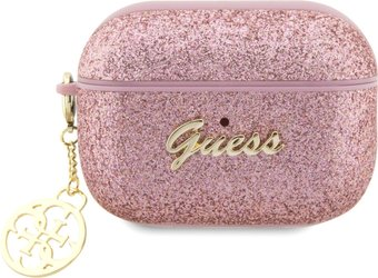 Чехол CG Mobile Guess Glitter flakes Metal logo with Heart charm для AirPods Pro 2 GUAP2GLGSHP (розовый) - 1/1