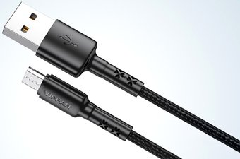 Кабель Vipfan X02 USB Type-A - microUSB (1.2 м, черный) - 1/1