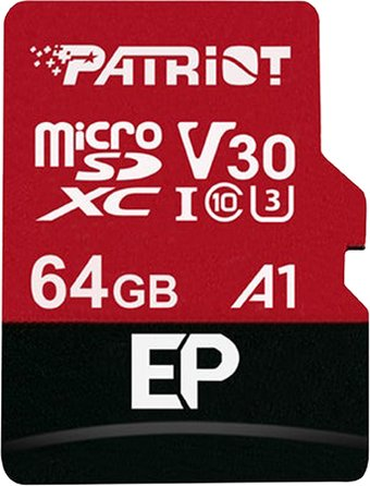 Карта памяти Patriot microSDXC EP Series PEF64GEP31MCX 64GB (с адаптером) - 1/1