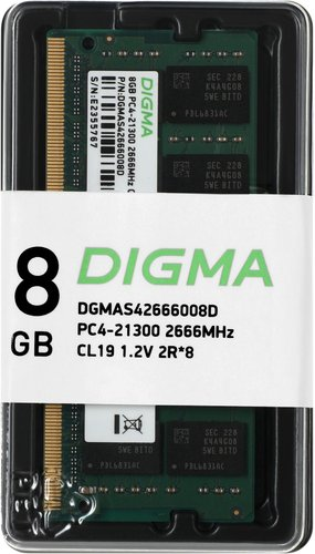 Оперативная память Digma 8ГБ DDR4 SODIMM 2666 МГц DGMAS42666008D - 1/1