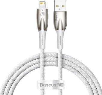 Кабель Baseus Glimmer Series Fast Charging Data Cable USB Type-A - Lightning 2.4A CADH000202 (1 м, белый) - 1/1