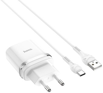 Сетевое зарядное Hoco C12Q USB Type-C (белый) - 1/1