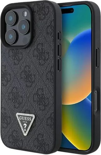Чехол для телефона Guess PU 4G Triangle Diamond metal logo для iPhone 16 Pro GUHCP16LP4TDPK - 1/1