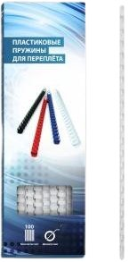 Пластиковая пружина для переплета Bulros А4 6 мм 100 шт (белый) - 1/1