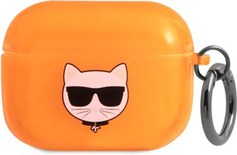 Чехол CG Mobile Karl Lagerfeld Fluo with ring Choupette для AirPods Pro KLAPUCHFO (оранжевый) - 1/1