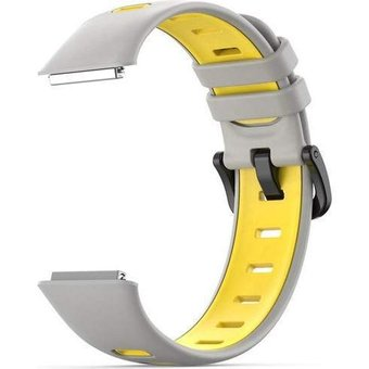 Ремешок Rumi силиконовый для Huawei Band 7 (серый/желтый) - 1/1