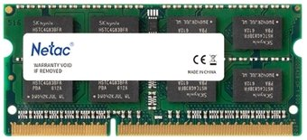 Оперативная память Netac Basic 4GB DDR3 SODIMM PC3-12800 NTBSD3N16SP-04 - 1/1