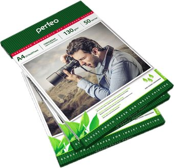 Фотобумага Perfeo Глянцевая A4 130 г/м2 50 листов [PF-GLA4-130/50] - 1/1