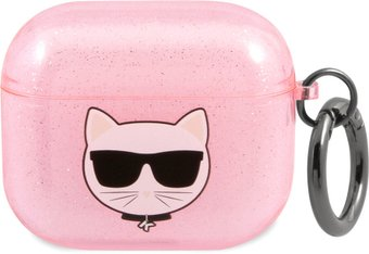 Чехол CG Mobile Karl Lagerfeld Choupette Glitters with ring для AirPods 3 KLA3UCHGP (розовый) - 1/1