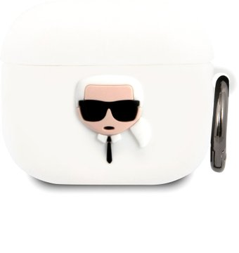Чехол CG Mobile Karl Lagerfeld with ring Karl для AirPods 3 KLACA3SILKHWH (белый) - 1/1