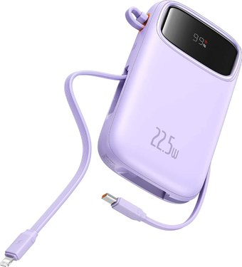 Внешний аккумулятор Baseus Qpow2 Dual-Cable Digital Display Fast Charge Power Bank 22.5W 10000mAh (сиреневый) - 1/1