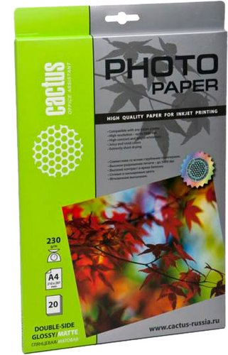 Фотобумага CACTUS Двухстороняя А4 230 г/м2 20 листов (CS-GMA423020) - 1/1