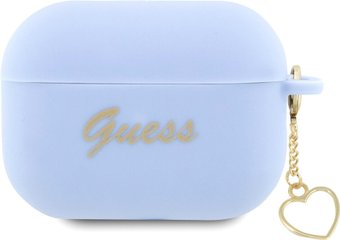 Чехол CG Mobile Guess Script logo with Heart charm для AirPods Pro 2 GUAP2LSCHSB (голубой) - 1/1