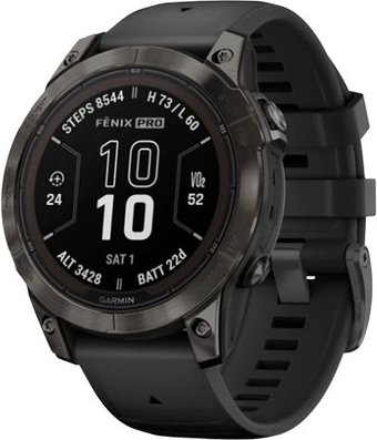 Умные часы Garmin Fenix 7 Pro Sapphire Solar (карбоново-серый титан/черный) - 1/1