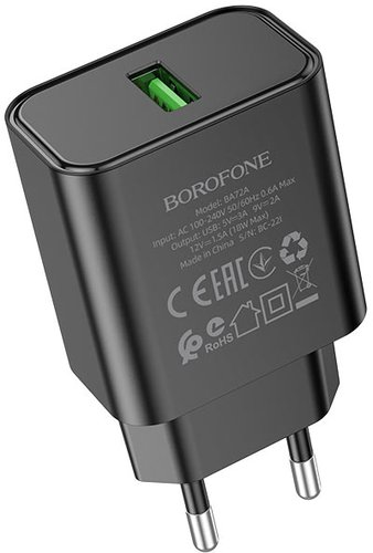 Сетевое зарядное Borofone BA72A (черный) - 1/1