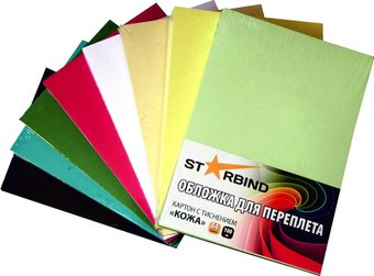 Картонная обложка для переплета Starbind A3 230 г/кв.м. 100 шт (кожа, белый) - 1/1