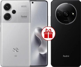 Смартфон Xiaomi Redmi Note 13 Pro+ 5G 12GB/512GB с NFC международная версия (серебристый) и Redmi A3 3GB/64GB (полуночный черный) по акции - 1/1