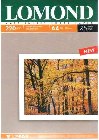 Фотобумага Lomond матовая двухсторонняя A4 220 г/кв.м. 25 листов [0102148] - 1/1
