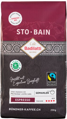 Кофе Cafe Badilatti Sto Bain Bio Max Havelaar зерновой 250 г - 1/1