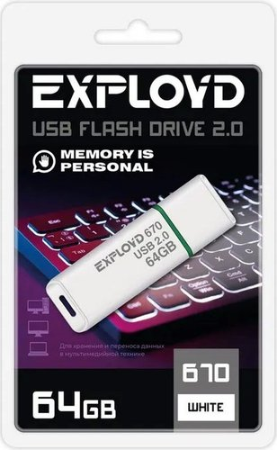 USB Flash Exployd 670 64GB (белый) - 1/1