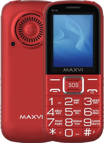 Кнопочный телефон Maxvi B21ds (красный) - 1/1
