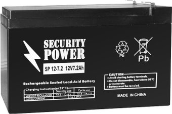 Аккумулятор для ИБП Security Power SP 12-7.2 F2 (12В/7.2 А·ч) - 1/1